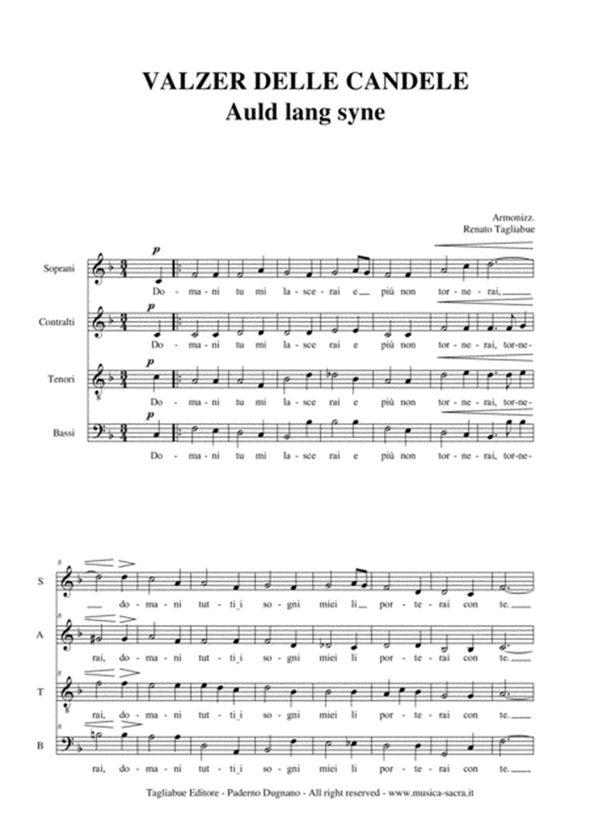 AULD LANG SYNE - Italian Lyrics (Valzer delle candele) _ Arr. dor SATB Choir image number null