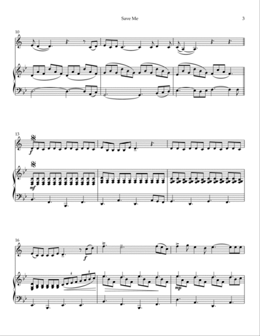 Save Me B-Flat Clarinet scores gallery preview page 3