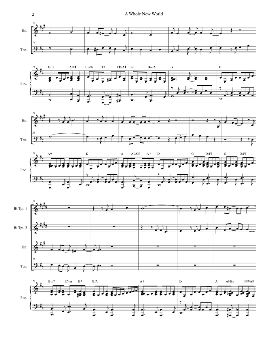 A Whole New World (from 'Aladdin') Brass Ensemble scores gallery preview page 2