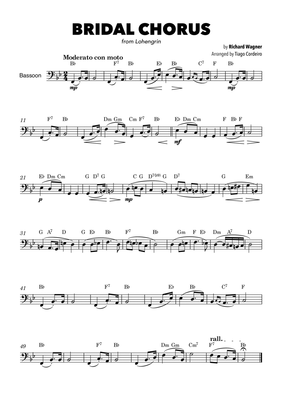 Bridal Chorus Bassoon Solo scores gallery preview page 1