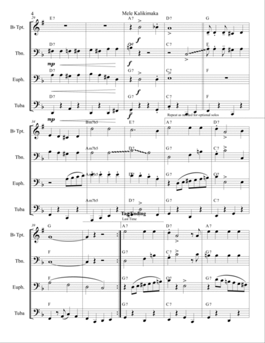 Mele Kalikimaka Brass Quartet scores gallery preview page 4