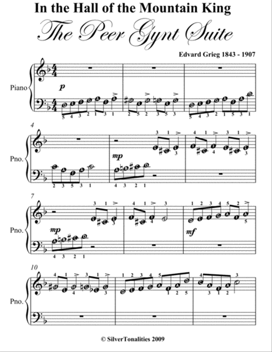 In the Hall of the Mountain King Beginner Piano Sheet Music Easy Piano scores gallery preview page 2