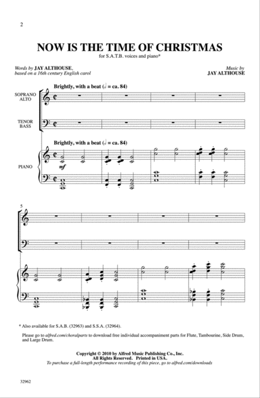 Now Is the Time of Christmas 4-Part scores gallery preview page 2