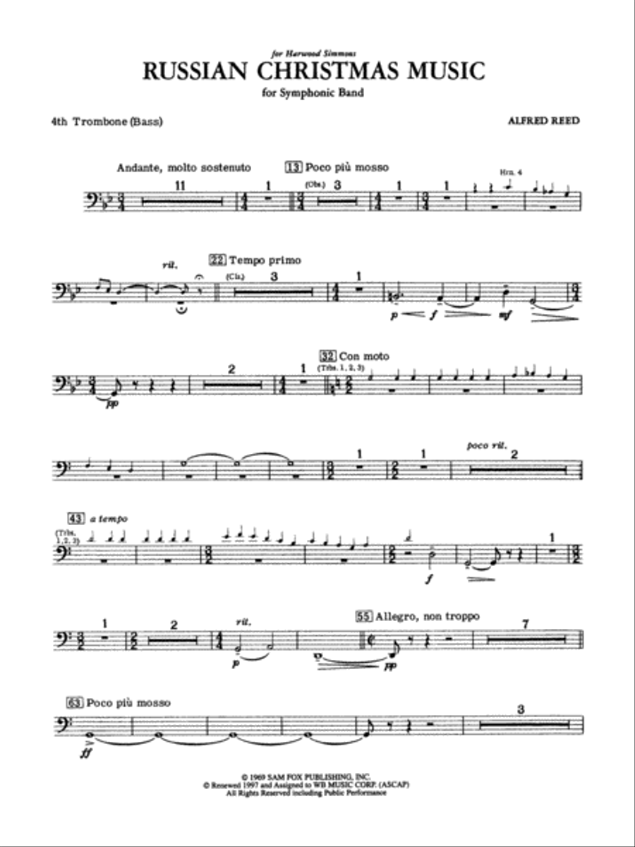 Russian Christmas Music: 4th Trombone Concert Band scores gallery preview page 1