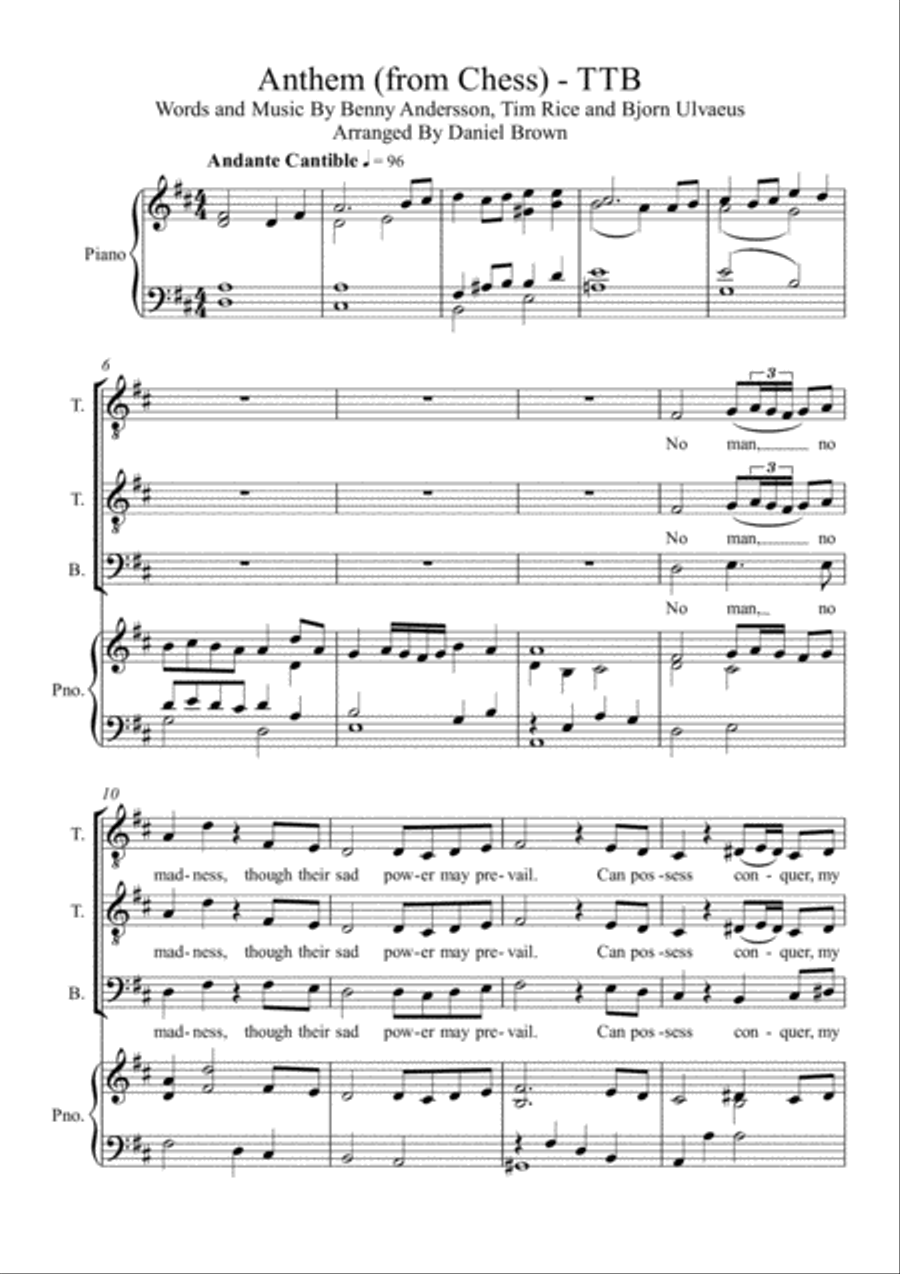 Anthem (from Chess) Voice scores gallery preview page 1