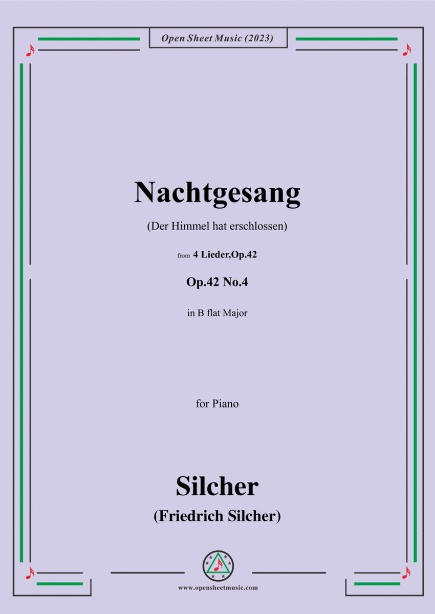 Silcher-Nachtgesang(Der Himmel hat erschlossen),Op.42 No.4,for Piano image number null