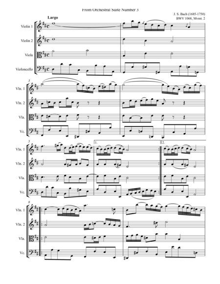 Bach Air String Quartet Arrangement