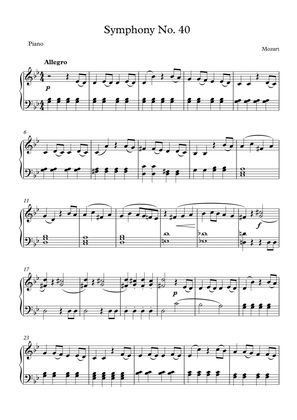 Mozart - Symphony No. 40 (Piano Solo)