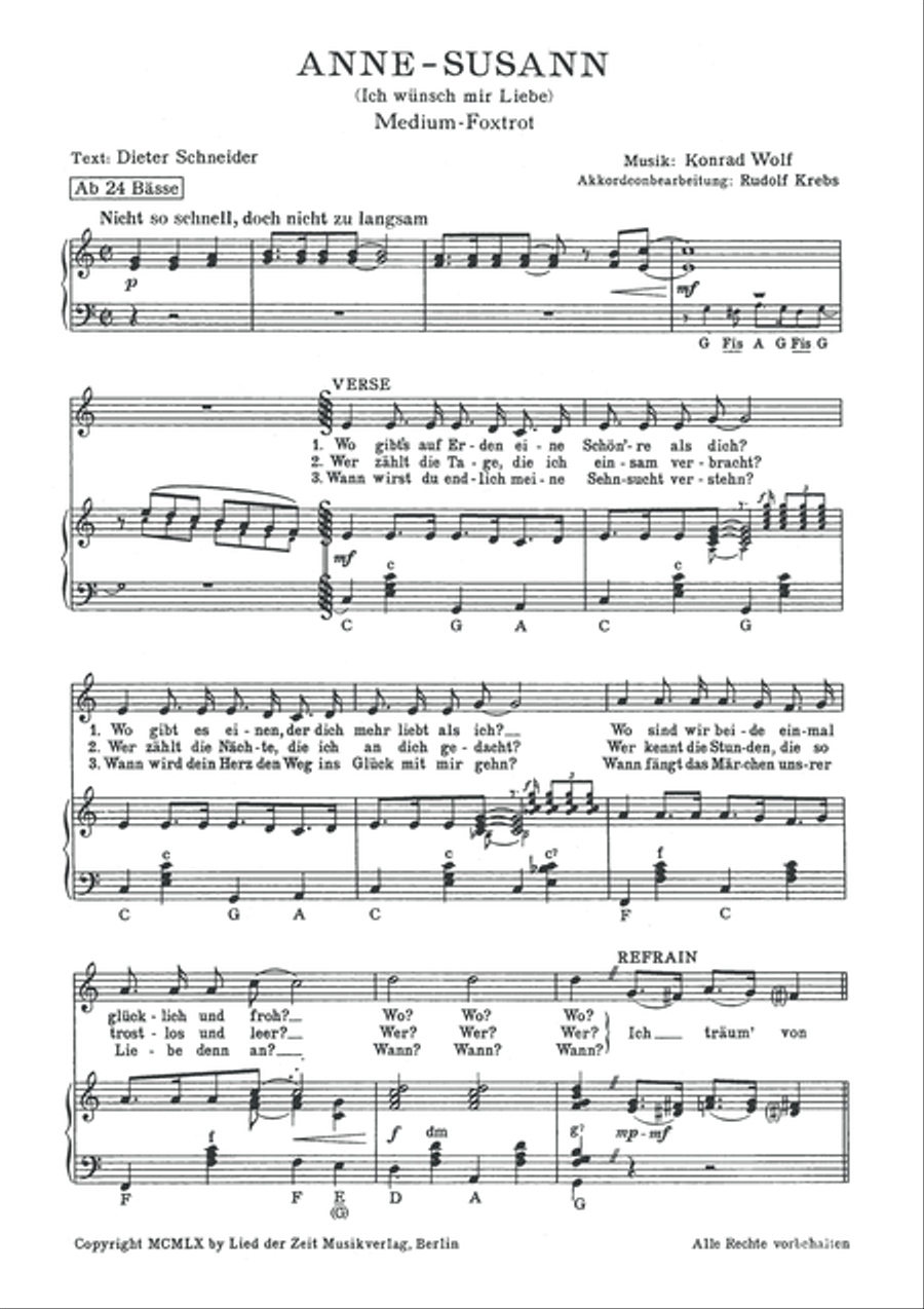 Anne-Susann (Ich wunsch mir die Liebe) Piano, Vocal, Guitar scores gallery preview page 3