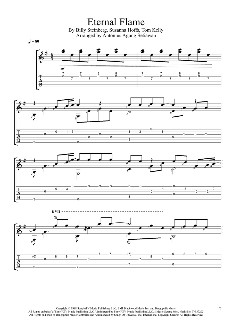 Eternal Flame Acoustic Guitar scores gallery preview page 1