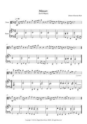 Book cover for Minuet (In G Major) - Johann Sebastian Bach (Viola + Piano)