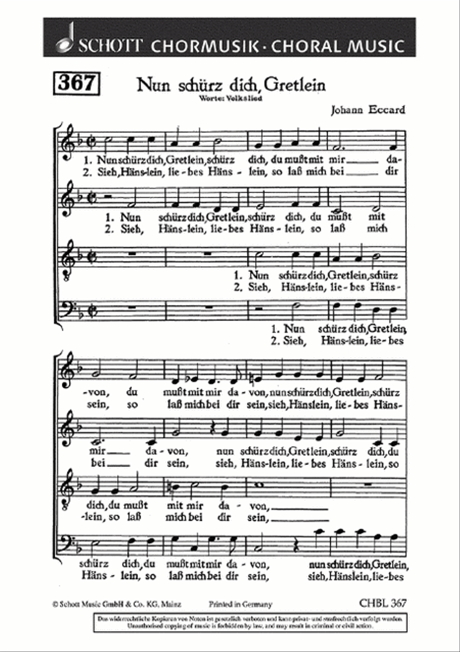 Eccard J Nun Schuerz Dich Gretlein Mixed Choir scores gallery preview page 1