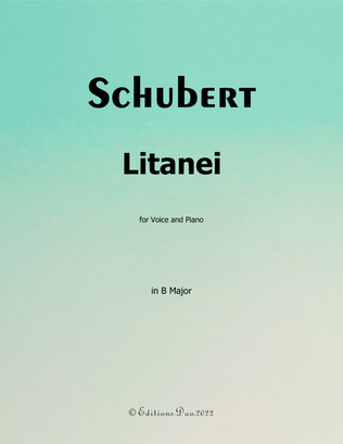 Book cover for Litanei, by Schubert, in B Major