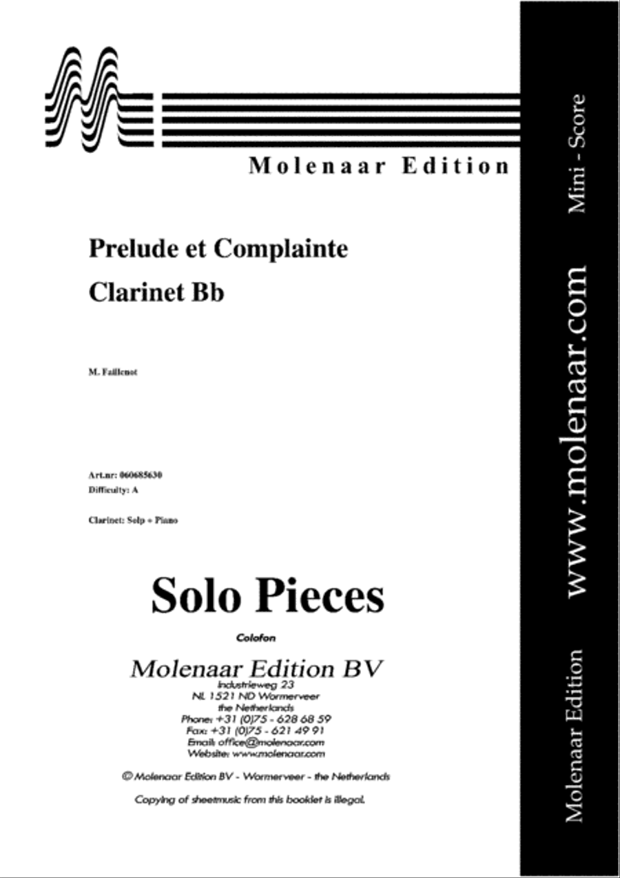 Prelude et Complainte Clarinet Solo scores gallery preview page 2