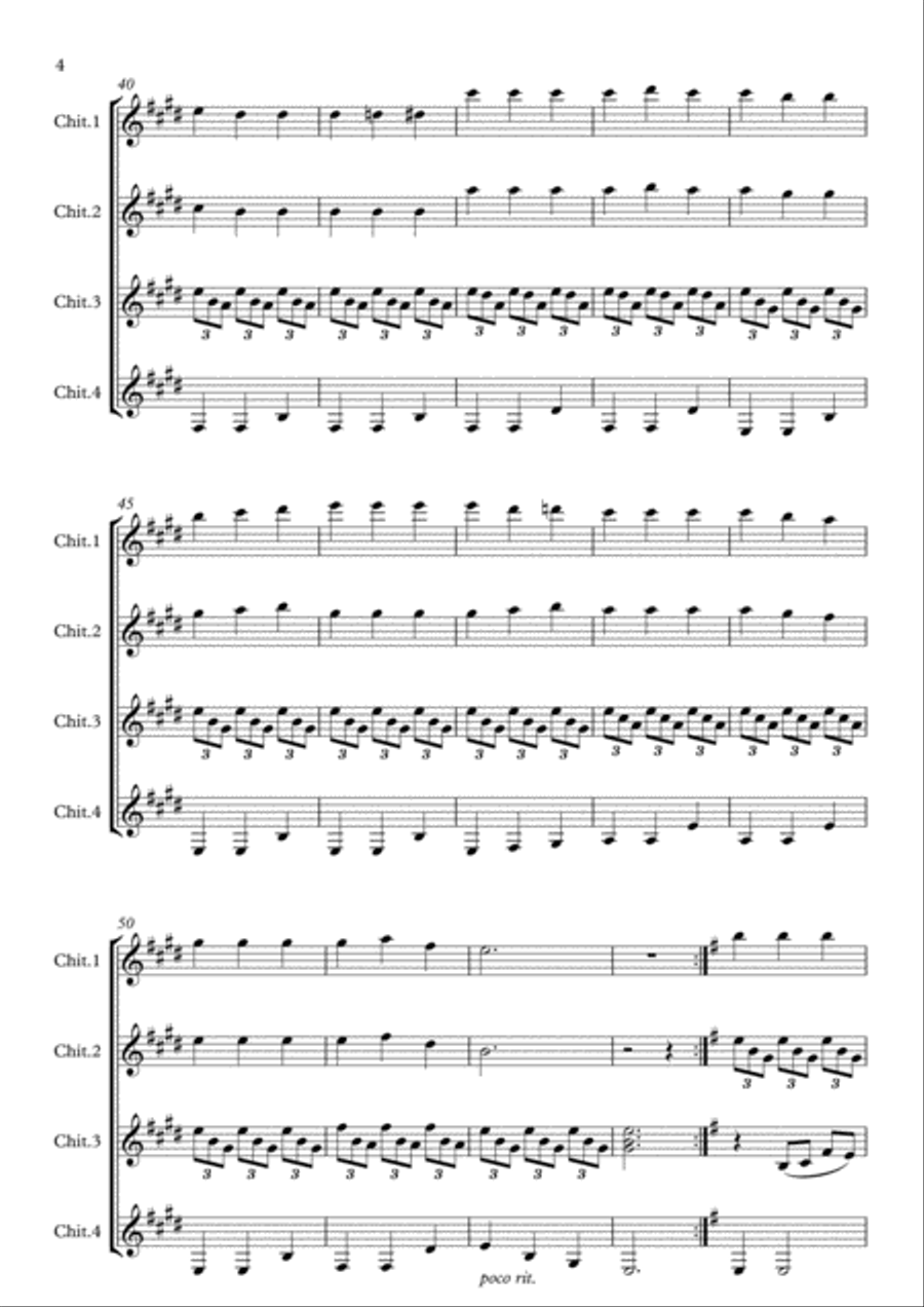 Romanza (or Jeux Interdits) (guitar ensemble) - Score Only Guitar Ensemble scores gallery preview page 4