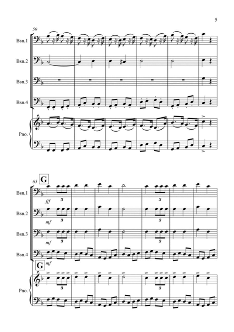 March (fantasia from the Nutcracker) for Bassoon Quartet Bassoon Quartet scores gallery preview page 5