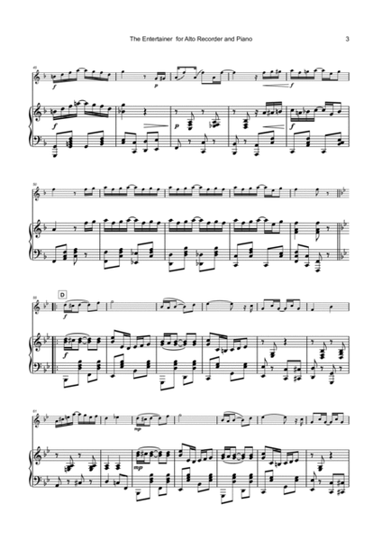 The Entertainer, by Scott Joplin, for Alto Recorder and Piano