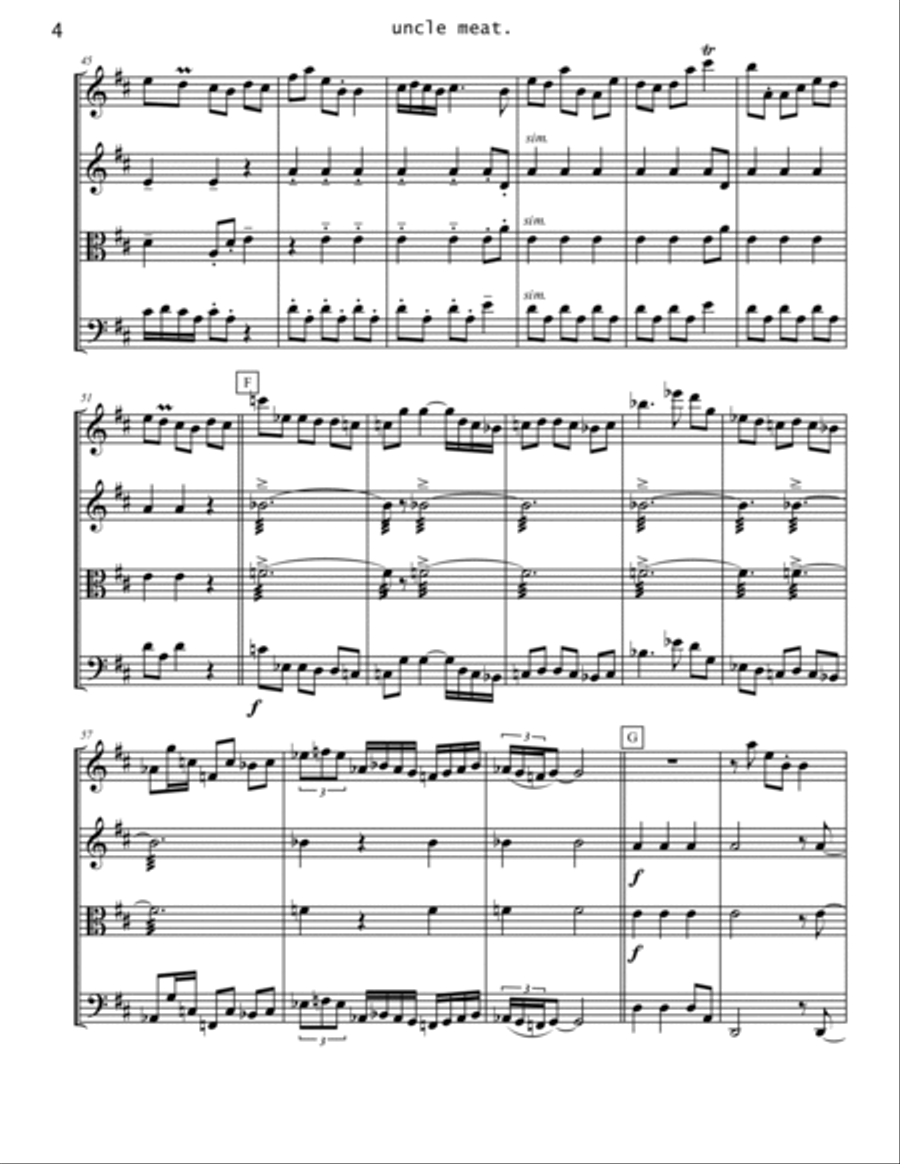 Uncle Meat Uncle Meat String Quartet scores gallery preview page 4