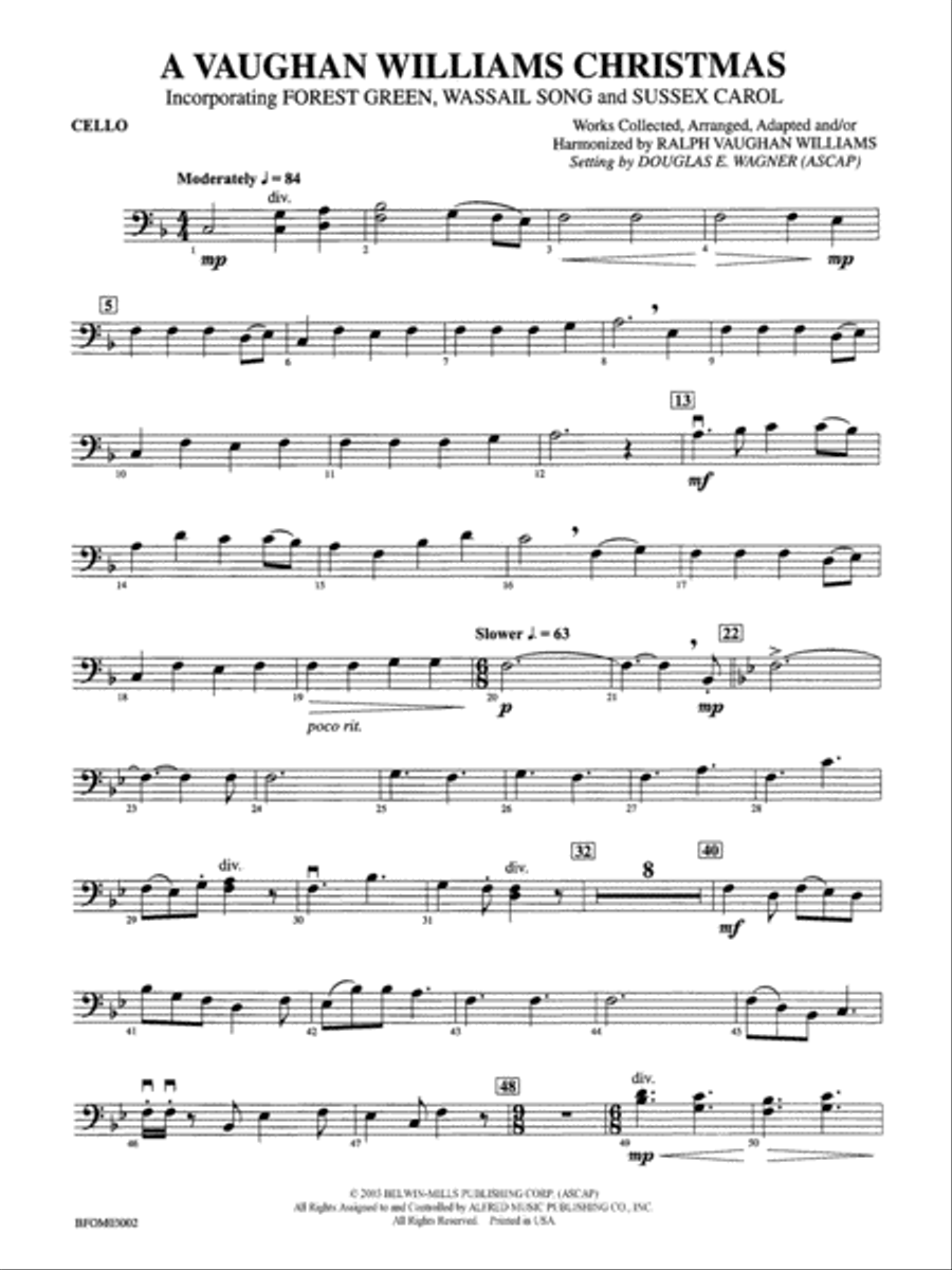 A Vaughan Williams Christmas: Cello Full Orchestra scores gallery preview page 1