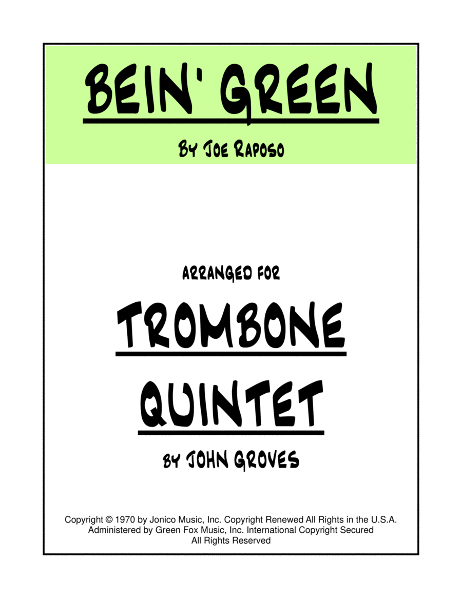 Bein' Green Brass Quintet scores gallery preview page 1