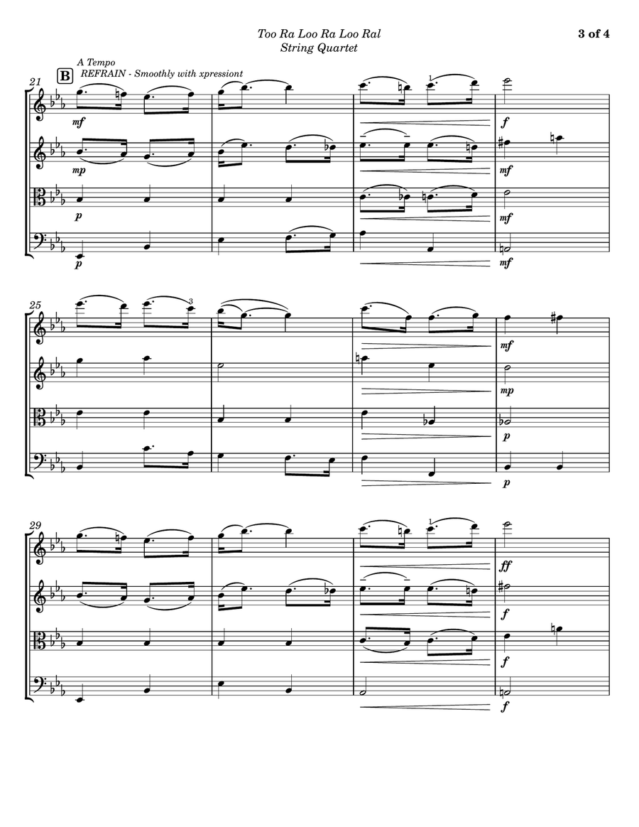 Too Ra Loo Ra Loo Ral (That's an Irish Lullaby) - String Quartet String Quartet scores gallery preview page 3