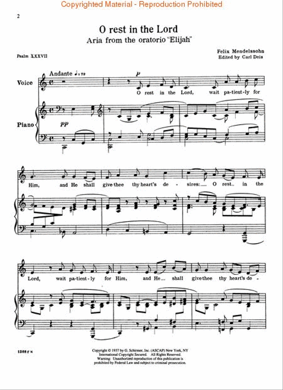 O Rest in the Lord (from Elijah) Voice scores gallery preview page 2
