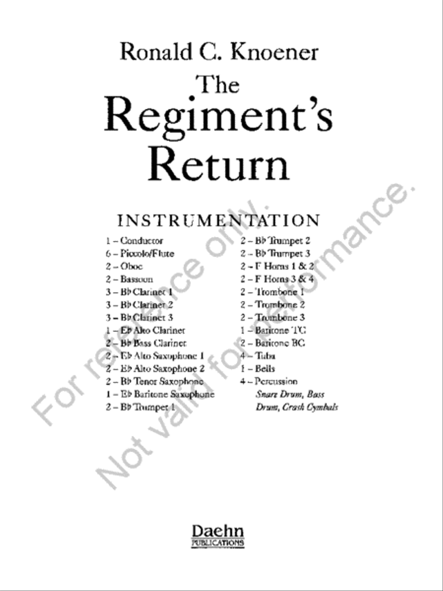 The Regiment’s Return Concert Band scores gallery preview page 2