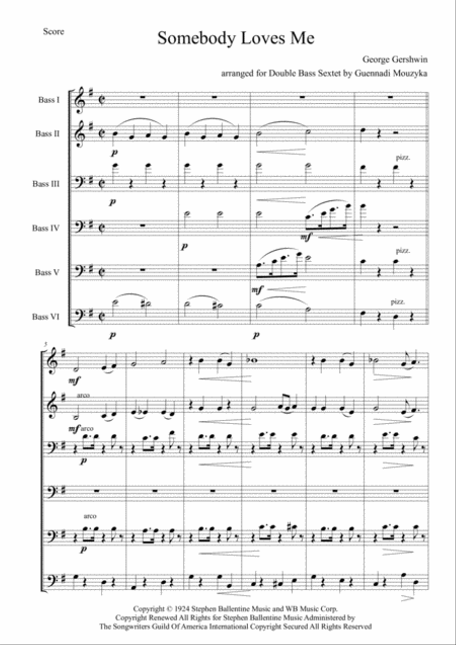 Somebody Loves Me Double Bass scores gallery preview page 1