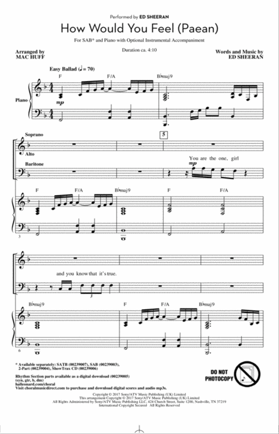 How Would You Feel (Paean) (arr. Mac Huff) 3-Part scores gallery preview page 1