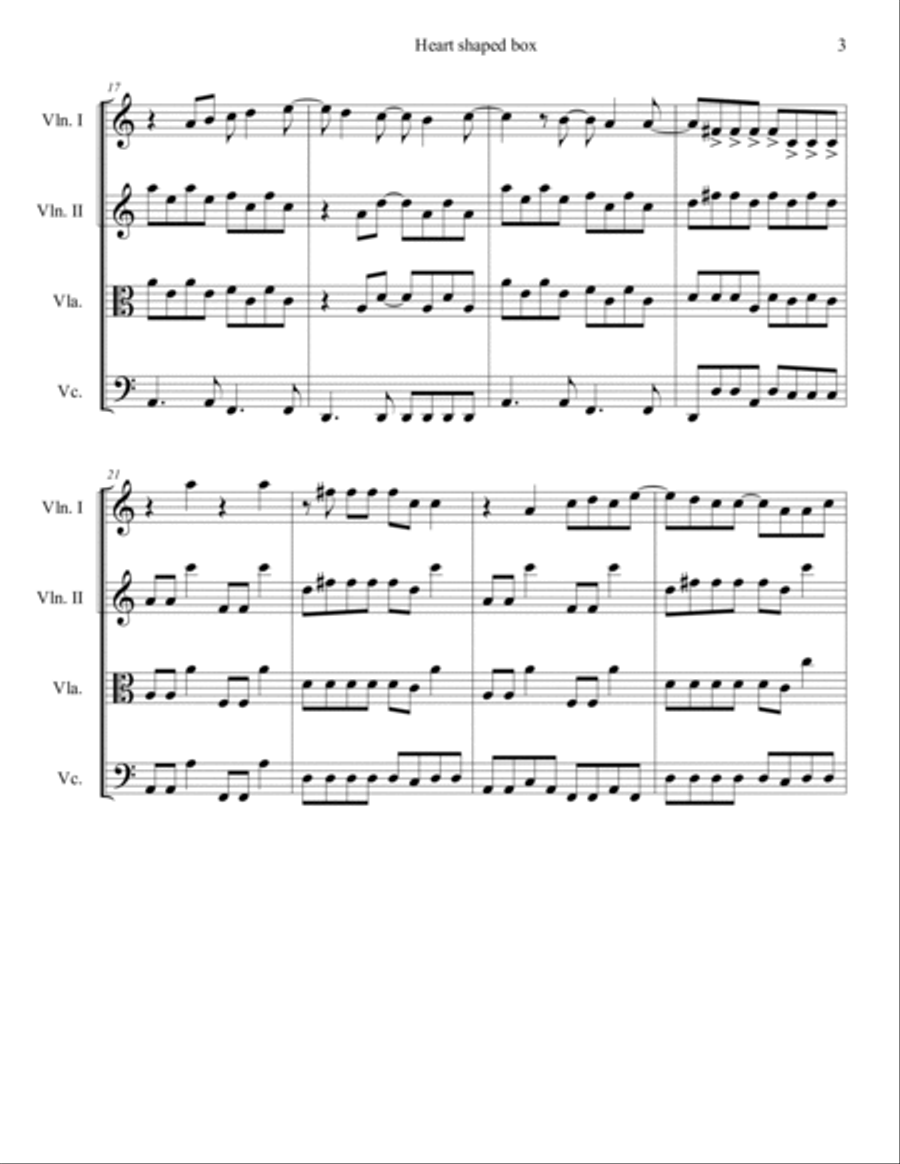 Heart Shaped Box Heart Shaped Box String Quartet scores gallery preview page 3