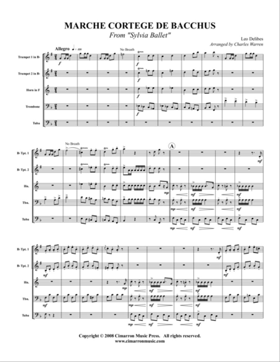 March et Cortege de Bacchus Brass Quintet scores gallery preview page 1