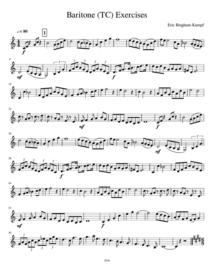 Baritone (TC) Exercises Baritone Horn TC scores gallery preview page 1