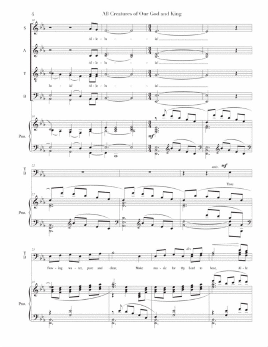 All Creatures of Our God and King ( s a t b ) 4-Part scores gallery preview page 4