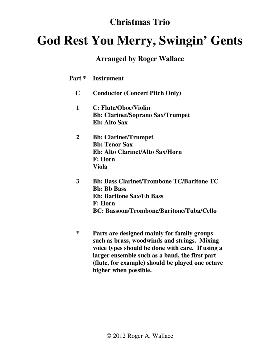 God Rest You Merry, Gentlemen (Mixed Trio) Small Ensemble scores gallery preview page 1