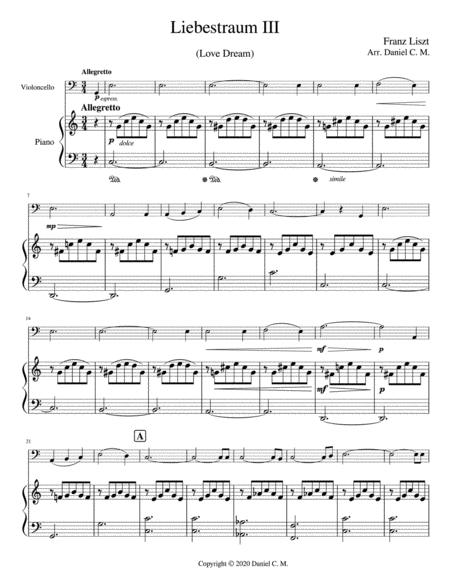 Liebestraum for cello and piano (easy) image number null