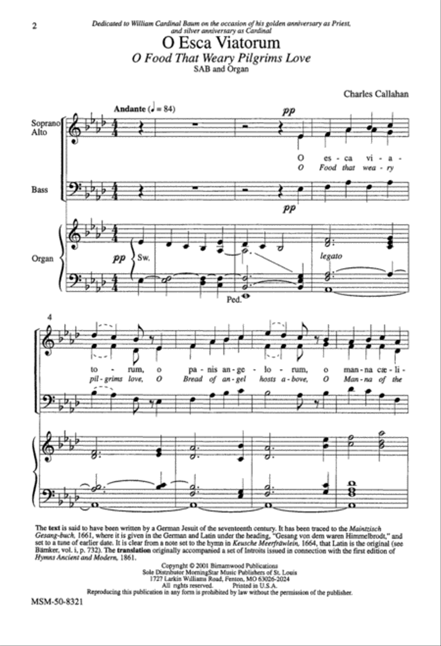 O Esca Viatorum O Food That Weary Pilgrims Love 3-Part scores gallery preview page 2