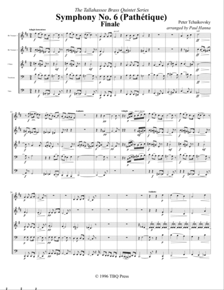 Finale from Symphony No. 6 (Pathétique) Brass Ensemble scores gallery preview page 5