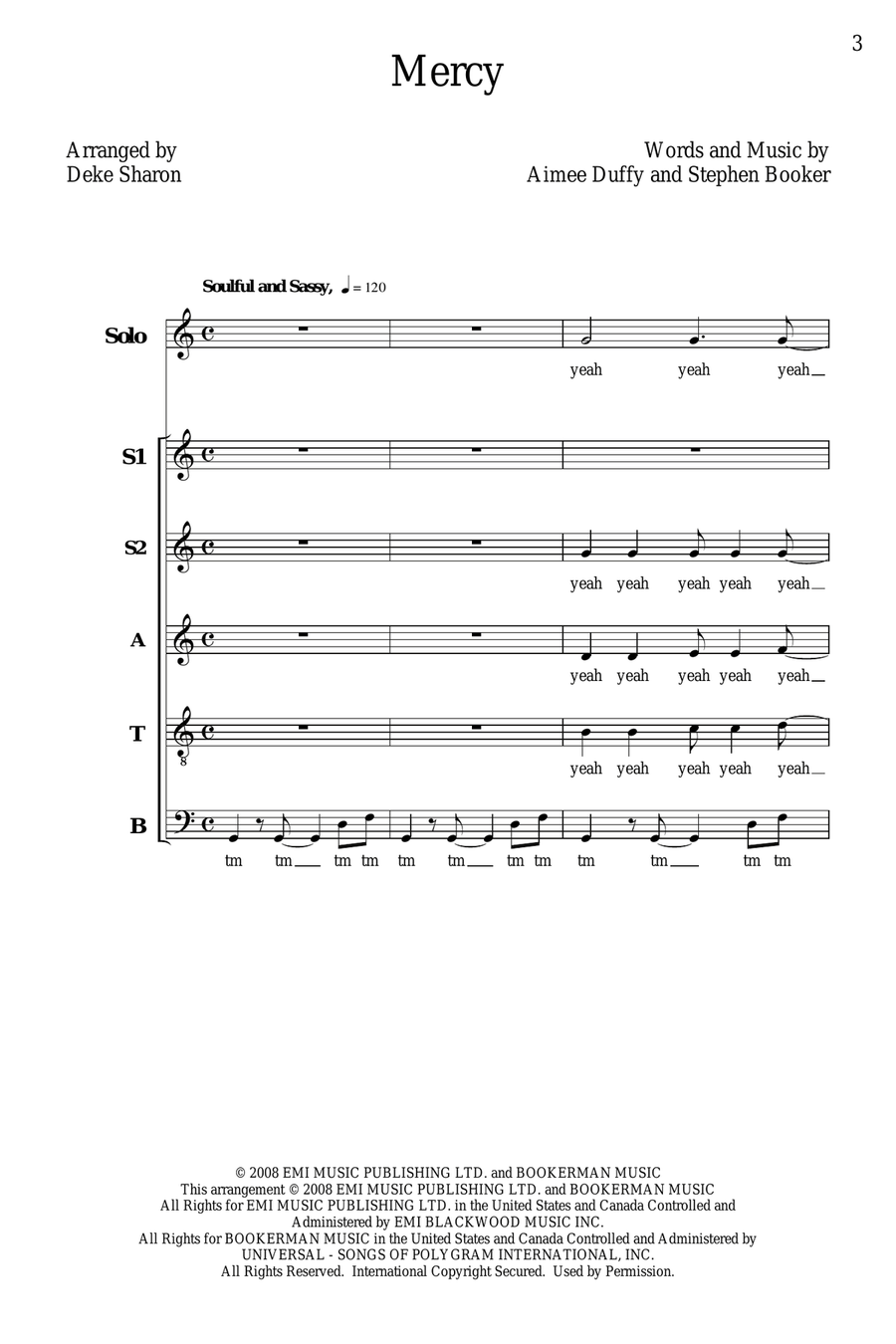 Mercy Mercy 4-Part scores gallery preview page 1