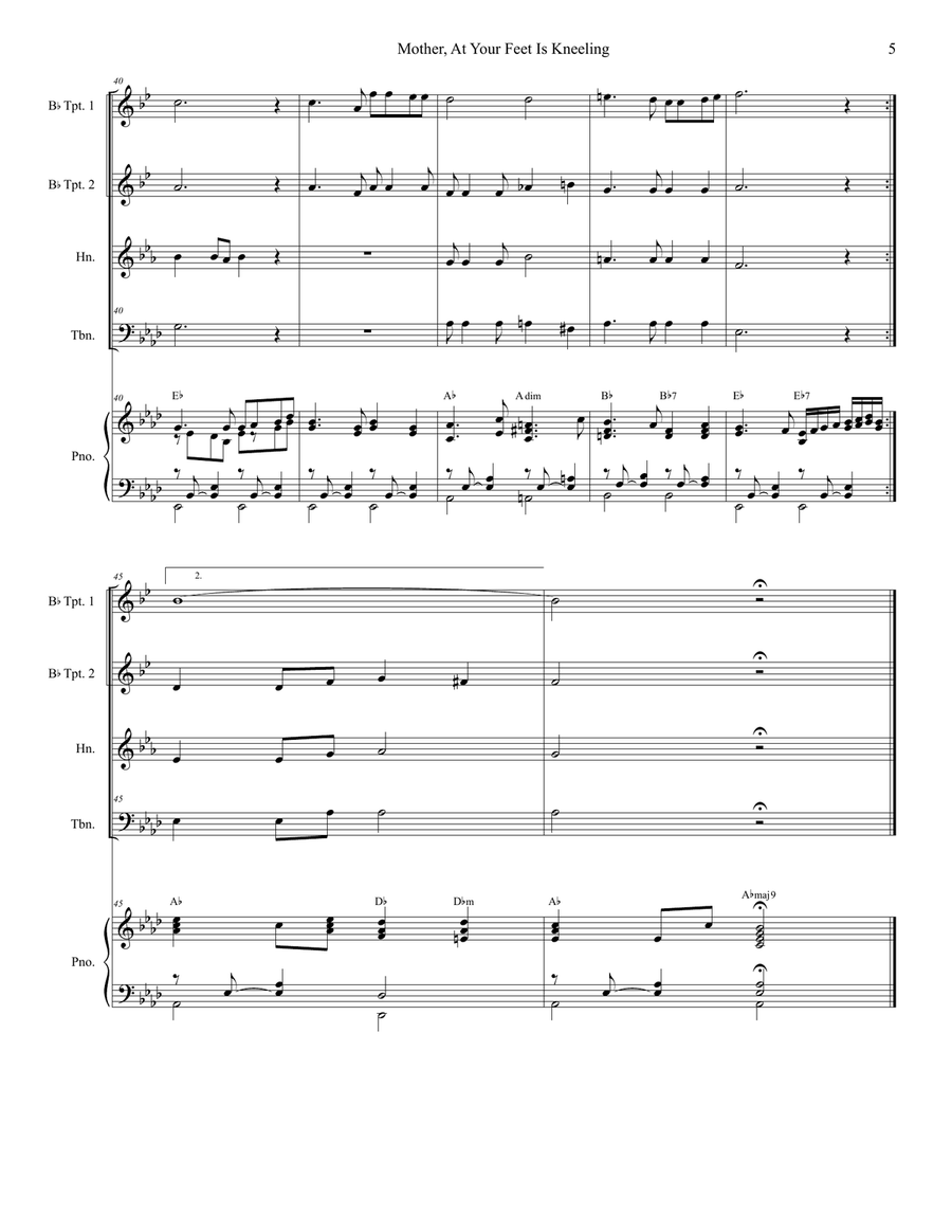 Mother At Your Feet Is Kneeling Brass Ensemble scores gallery preview page 5