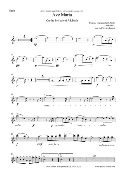 Ave Maria - Flute, Violin, Tenor Sax, Cello and Piano - C major image number null