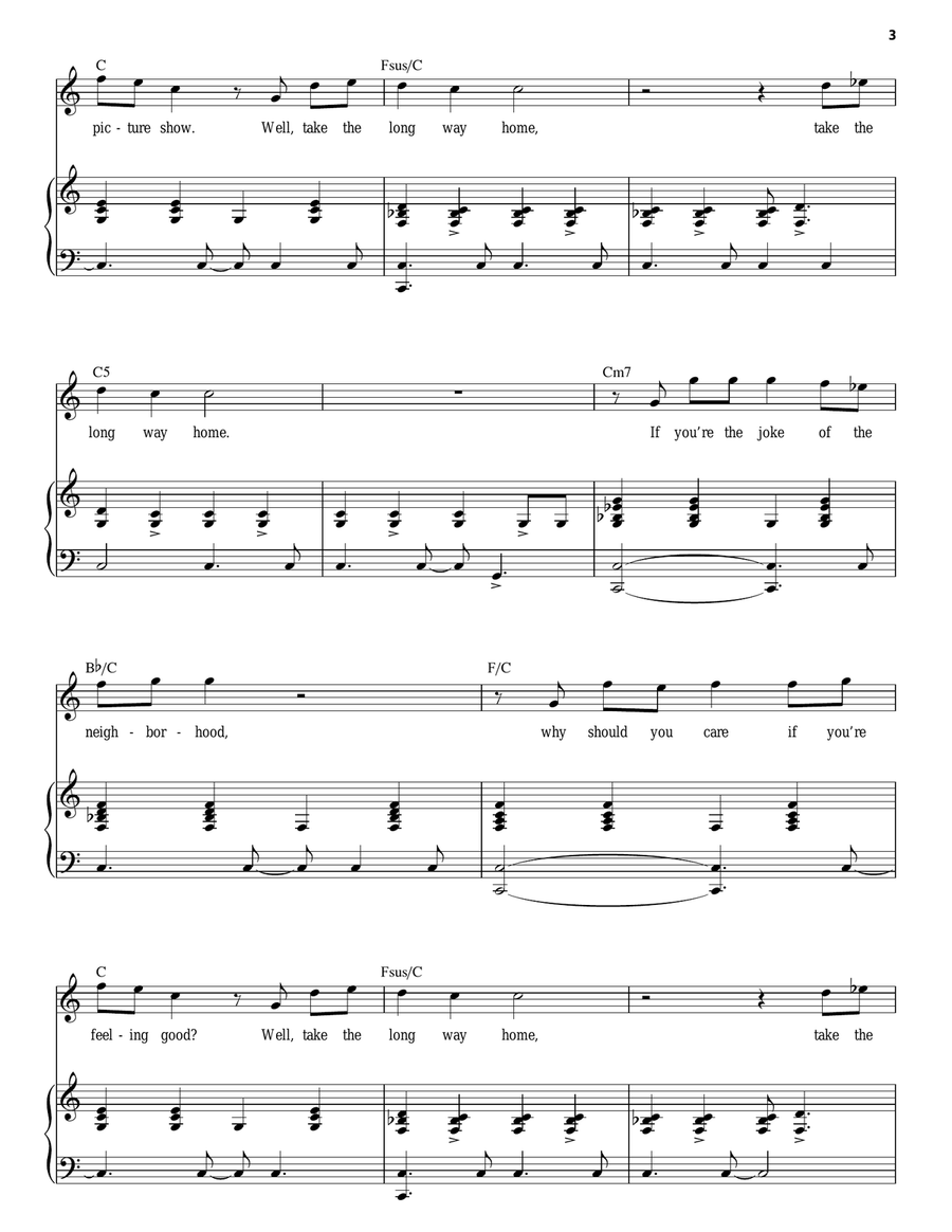 Take The Long Way Home Piano, Vocal scores gallery preview page 3