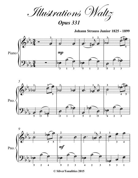 Illustrations Waltz Opus 331 Easy Piano Sheet Music