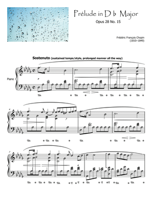 Book cover for Prelude Op. 28 No. 15 in D-flat major (Chopin) with note names & terms meaning