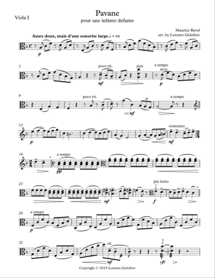 Pavane (pour une infante defunte) - Viola Quartet Small Ensemble scores gallery preview page 5