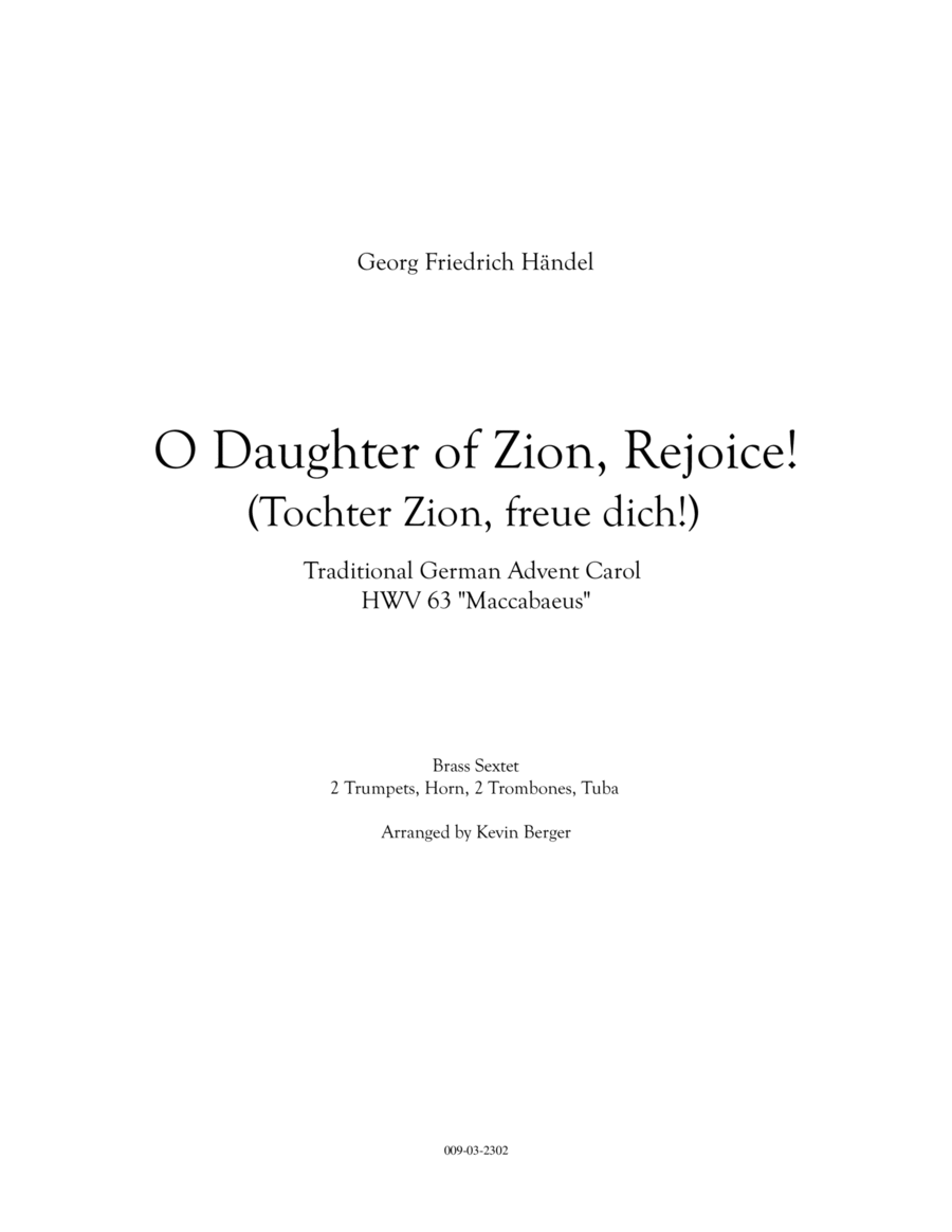 O Daughter of Zion, Rejoice / Tochter Zion, freue dich image number null