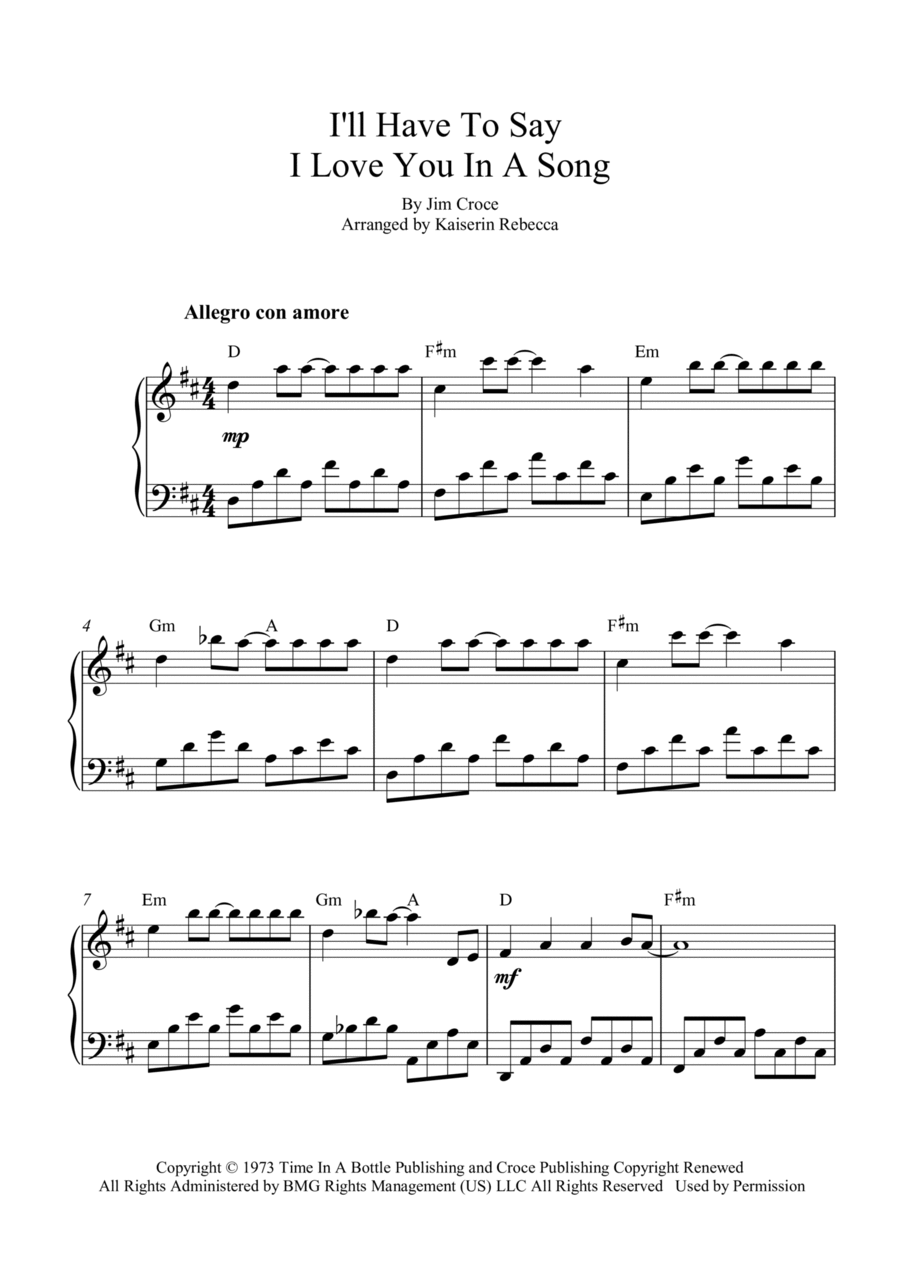 I'll Have To Say I Love You In A Song Piano Method scores gallery preview page 1