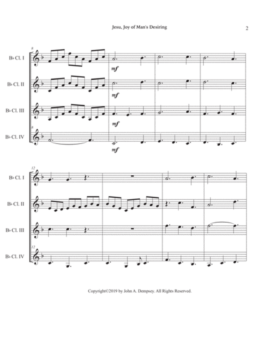 Jesu, Joy of Man's Desiring (Clarinet Quartet) image number null