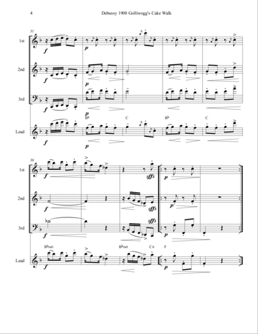 Debussy Golliwogs Cakewalk For Mixed Trio Small Ensemble scores gallery preview page 4