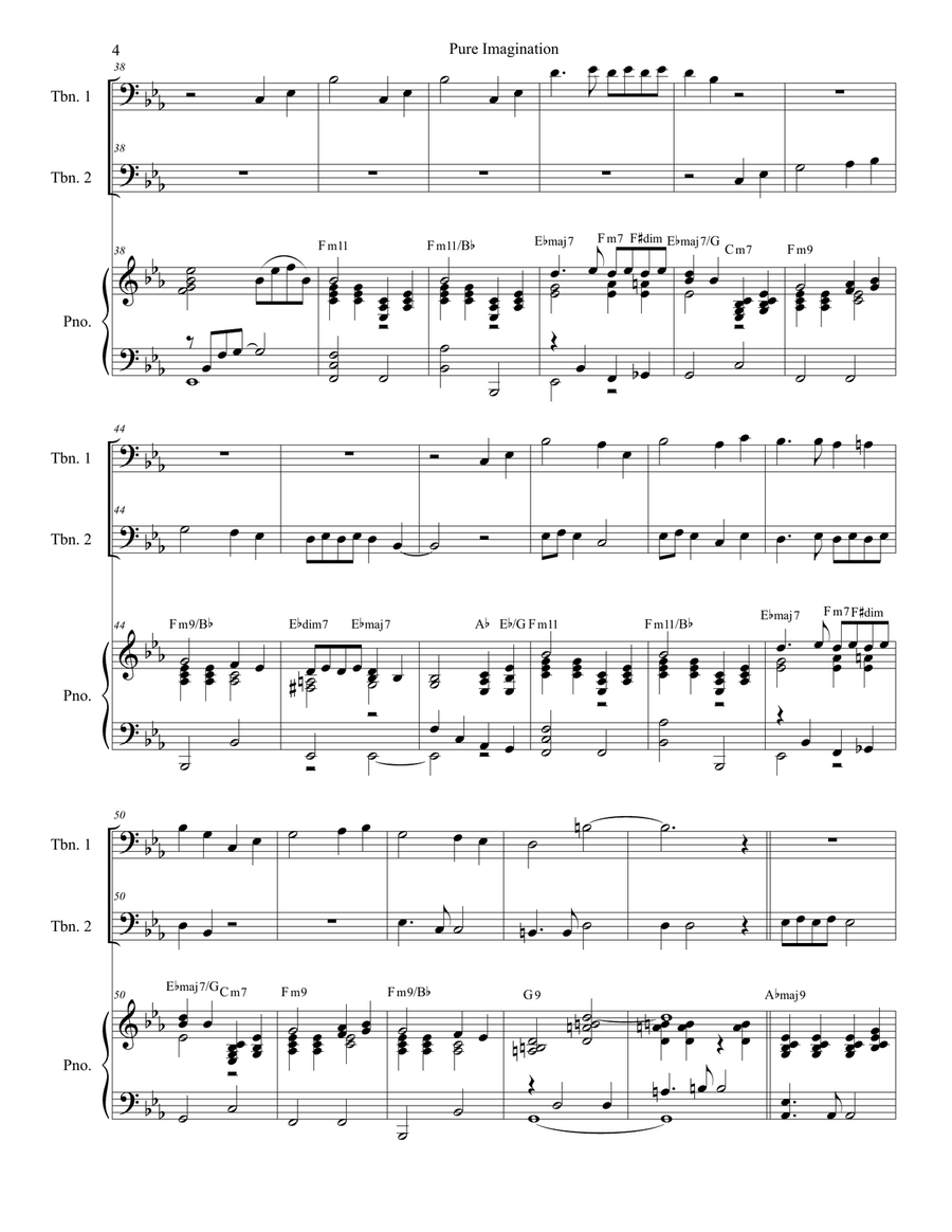 Pure Imagination Trombone Duet scores gallery preview page 4
