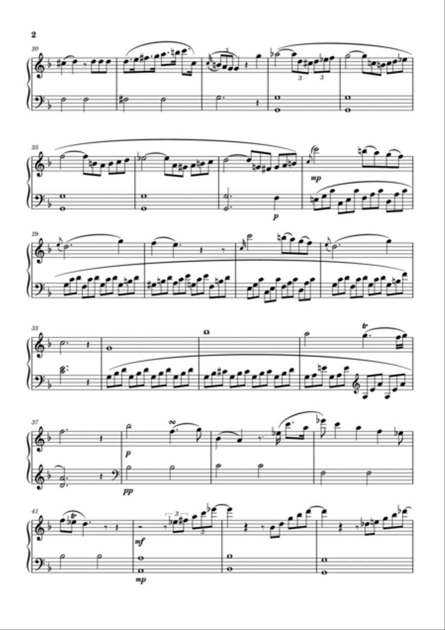 Mozart - Piano Concerto No.21 in C major, K.467 - II.Andante 2nd Mov - For Piano Solo Piano Solo scores gallery preview page 2
